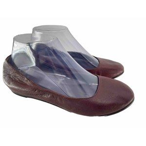 Eileen Fisher Women's Burgundy Leather Ballet Flat Slip On Shoes Size 7.5